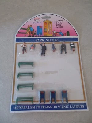 "O" SCALE HAND PAINTED PARK SCENES, MODEL POWER #6061, MISSING 7 PIECES, TRAINS! - Image 1 of 2