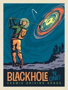 ¡Agujero negro 'N One! Póster espacial vintage de campo de prácticas cósmico - Imagen 1 de 1