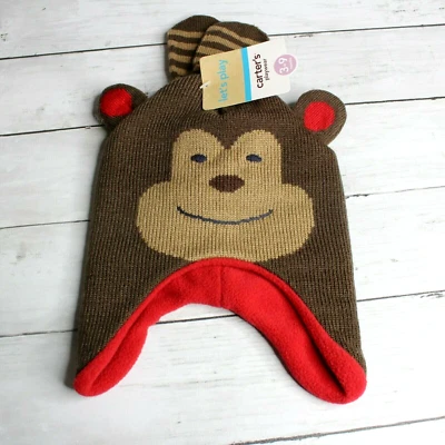 Carter's Baby Boy's Winter Hat Mitten Set Infant Size 3 6 9 Months Knit Fleece - Image 1 of 4