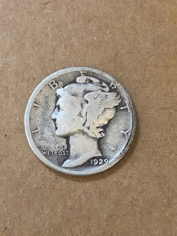 1929-P  Mercury Silver Dime, G-VG Circ. Lot C-41133, "FREE SHIPPING" Cover