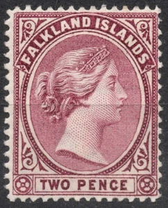SG26 Sn:#13 1896 2 d FALKLAND  Queen Victoria , MH HH - Picture 1 of 2