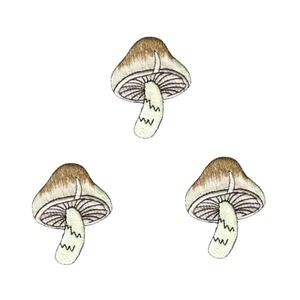 Mushroom Patches (3-Pack) Mushroom Embroidered Iron On Patch Applique - Picture 1 of 4