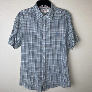 Original Penguin Dobby Short Sleeve Blue Button Dress Shirt Mens Medium Classic - Picture 1 of 7