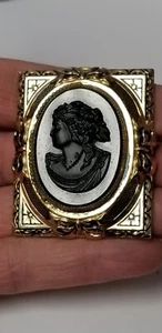 Vintage Coro Patent 121349 Black Cameo Morning Jewelry Brooch/ Pendant Repair - Picture 1 of 11