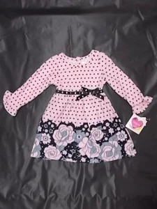 Infant Girls Youngland Baby Pink & Black Dress Size 12 Months - 24 Months - Picture 1 of 3
