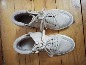 Aldo Size 5 Beige Wedge Lace Up/Zip Up Boots - Picture 1 of 5