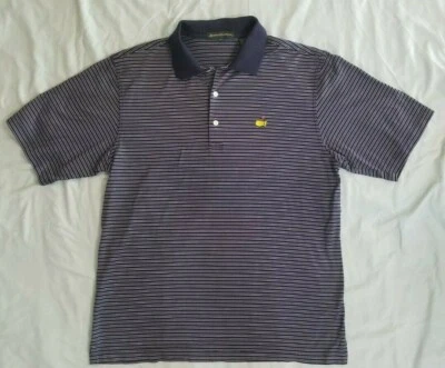 Polo Augusta National Master's azul a rayas logotipo del maestro talla M usado en excelente estado algodón Pima Foto 1 de 4