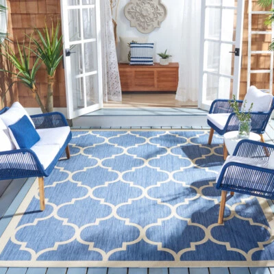 Alfombra SAFAVIEH interior exterior CY6914-243 patio azul/beige Foto 1 de 4
