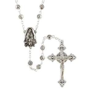 Our Lady of Guadalupe Silver Rosebud Rosary - 21" Long - In Gift Box(J5915) - Picture 1 of 1