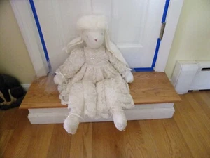 Large White Bride Plush Rabbit 28 inch Long Bead & Sequin Off White Gown & Veil - Picture 1 of 7