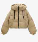 Bnwt: Cropped Water And Wind Protection Puffer Jacket From Zara: Medium: Camel