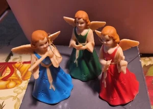 SET OF THREE 2.5" VINTAGE PLASTIC ANGELS ORNAMENTS - Picture 1 of 1