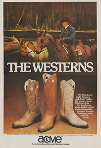1979 Acme Boots - "The Westerns" - Horseback Cowboy - 2 Page Print Ad Photo - Picture 1 of 3