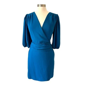 Vestido Amanda Uprichard Alida Manga Abullonada Corbata Cintura Azul Talla S Pequeño Manga Abullonada - Imagen 1 de 7