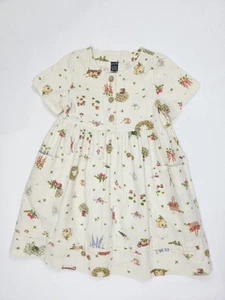 Land's End Vintage Girls Linen Blend Gardening Print Dress Cottagecore 5 - Picture 1 of 12