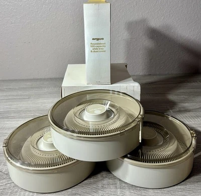 Vintage Argus Set of 3 Roundabout 100 Capacity Slide Tray & Dust Cover. EUC - Image 1 of 4
