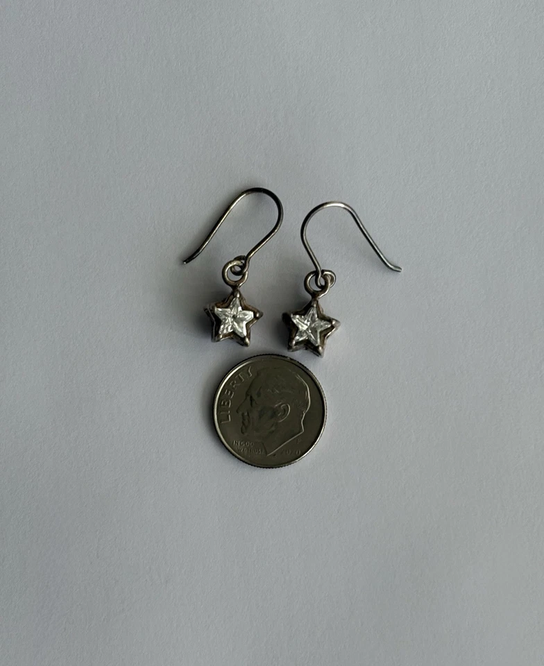 Silpada Sterling Silver CZ Star Earrings 925 Dangling 1” Drop Retired W1236 - Image 1 of 4