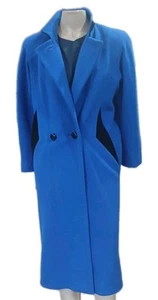 Rare Michelle Stuart Women’s Coat 100% Pure Virgin Wool Blue & Black Sz 4 used - Picture 1 of 13