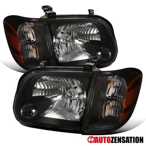 Fit 2005-2006 Toyota Tundra Sequoia Headlights Corner Lamps L+R Black 05-06 Pair - Picture 1 of 11