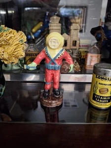 Vintage Old Aquarium Fishbowl Ceramic Green Gloves Yellow Hard Hat Diver Bubbler - Picture 1 of 5