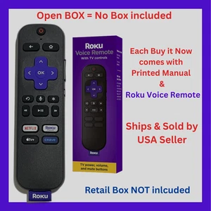 Roku Voice Remote Netflix Roku Channel Apple TV+ Crave RC-FA1 3226001106 - Picture 1 of 6