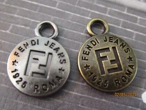 FENDI 2 ZIP PULL CHARM 19X14MM silver BRONZE tone, THIS IS FOR 2 - Picture 1 of 2