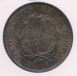 Choice 1820 1C CORONET HEAD Copper LARGE CENT PQ LARGE DATE MS64BN NGC - Picture 1 of 3