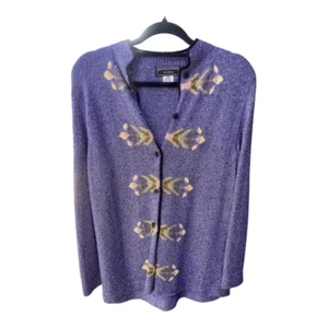 Cardigan South Cotone Blu Floreale Taglia Extra Large Qualità. Cottagecore di lusso - Foto 1 di 5