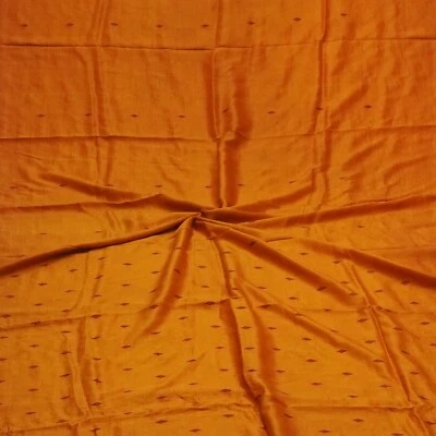 Vintage Orange 100% Pure Silk Handwoven Sari Remnant 4YD Craft Fabric Silk Scrap - Image 1 of 4