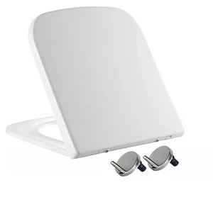 Asiento de inodoro Mass Dynamic cierre suave cuadrado liberación rápida y fácil limpieza 1606 PP - Imagen 1 de 8