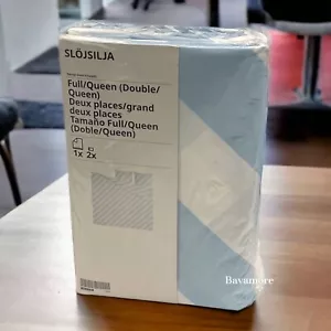 Ikea SLÖJSILJA Duvet cover w/ pillowcase(s), light blue/white/stripe, Full/Queen - Picture 1 of 5