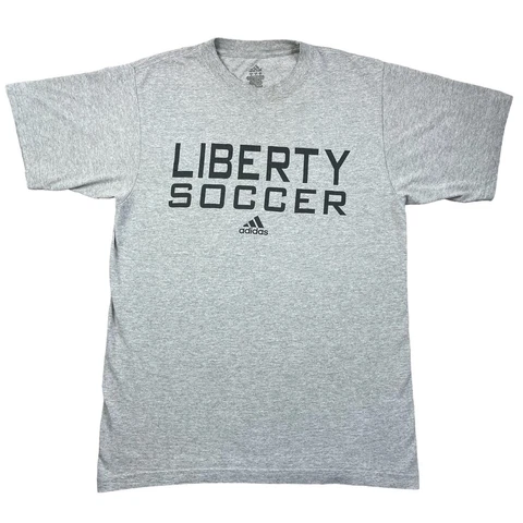 Adidas Liberty University Flames Soccer Short Sleeve Gray t-shirt Men’s size M Cover