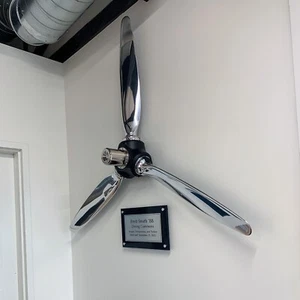 74" 3-Bladed Mirror Polished Cessna Airplane Propeller Modern Aviation Wall Art - Picture 1 of 6