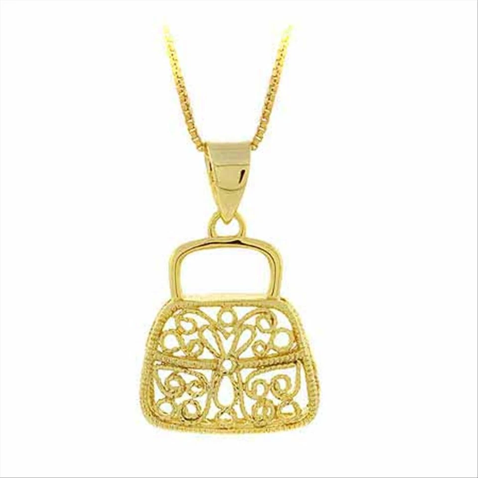 Филигранный кулон из золота 18 карат и серебра 925 пробы, 18 дюймов - Изображение 1 из 1