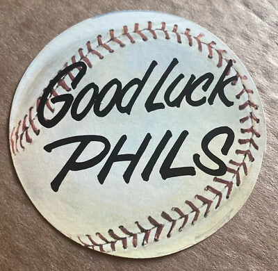 Vintage 1960s Philadelphia Phillies Baseball Water Good Luck Decal RARE MCM Prop - Image 1 of 4