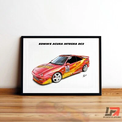 Fast and Furious car art poster: EDWIN'S ACURA INTEGRA DC2 - Image 1 of 4