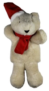 "Pupazzo a mano peluche orso polare corpo intero con cappello di Babbo Natale orsacchiotto morbido 13" - Foto 1 di 8