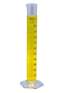 Graduated Cylinder Measuring 100ml:1 ml +/-0,5 ml Borosilicate Glass 3.3 Class A - Picture 1 of 2