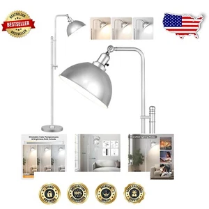 Stylish Rustica Silver Floor Lamp – Adjustable Height with LED Bulb Included - Picture 1 of 10