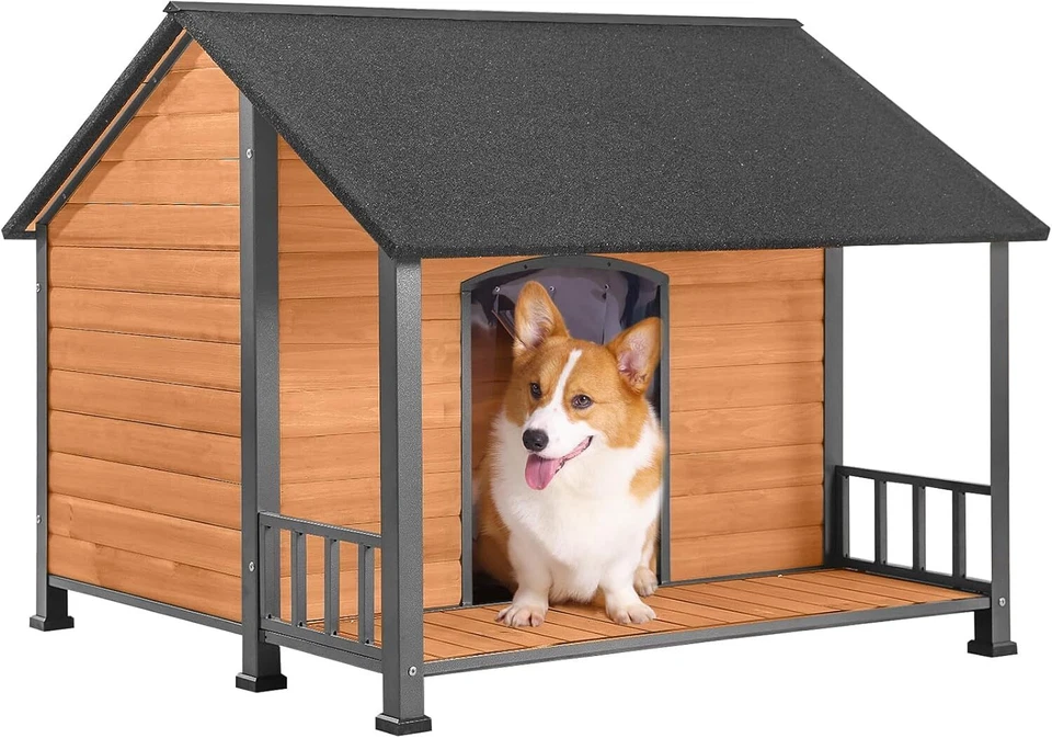 Aivituvin 47.2" Dog House Outdoor Large Dog Kennel with Metal Frame &Raised Feet - Image 1 of 1