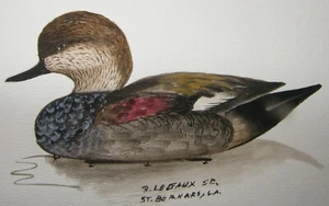 Vtg Orig Watercolor Painting of Duck Bird Louisiana Decoy Artist ROY LEGAUX SR - Picture 1 of 8
