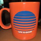 Life Is Good Orange Retro Stripe Dot Jake Coffee Tea Mug Solid Heavy Large
