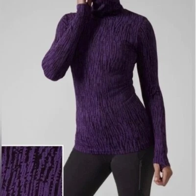 NUEVO CON ETIQUETAS Camisa Athleta Flurry Elemental Cuello Alto Manga Larga (Mediana) - Púrpura Foto 1 de 4