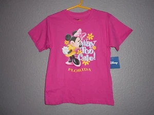 Disney Minnie MOUSE HOT Pink "WAY TOO CUTE" FLORIDA Kurzarm T-Shirt SMALL - Bild 1 von 5