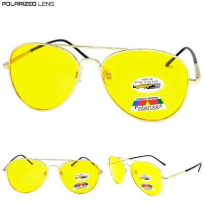 Clásico Vintage Estilo Retro Conducción Nocturna Amarillo HD Lente VIDRIOS DE SOL Marco Dorado Foto 1 de 4