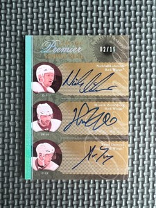 2009 O-Pee-Chee Premier Lidstrom Datsyuk Zetterberg Triple Auto Autograph /15