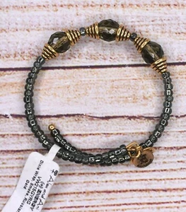 NEW NWT Alex and Ani Dixie Wrap Smoke Beaded Wrap Bracelet HTF RARE - Picture 1 of 5