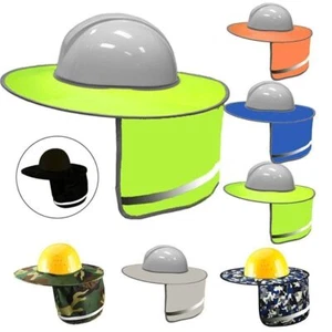 Hard Hat Work Safety Sun Shield Full Brim Neck Sunshade Reflective Breathable - Picture 1 of 6