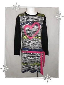 B - Robe Fantaisie Noire Coeur Paillettes Desigual Taille 9 / 10 ans - Bild 1 von 7