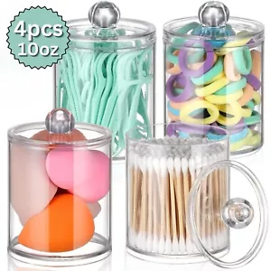 4er Pack Qtip Halter Badezimmer Organizer Aufbewahrung Behälter 10 Unzen Gläser Set mit Deckel - Bild 1 von 7